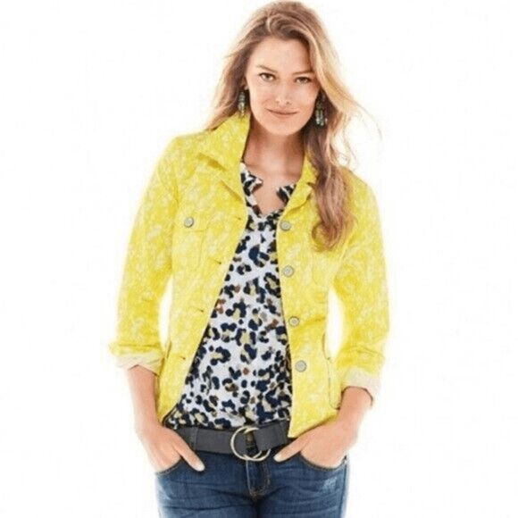 CAbi Utility Jacket Field of Daises 5160 Yellow Coat XS - Picture 1 of 9